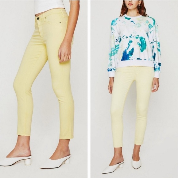 AG Adriano Goldschmied Prima Crop Butter Yellow Cigarette Jeans  Sz 26 - Picture 7 of 7